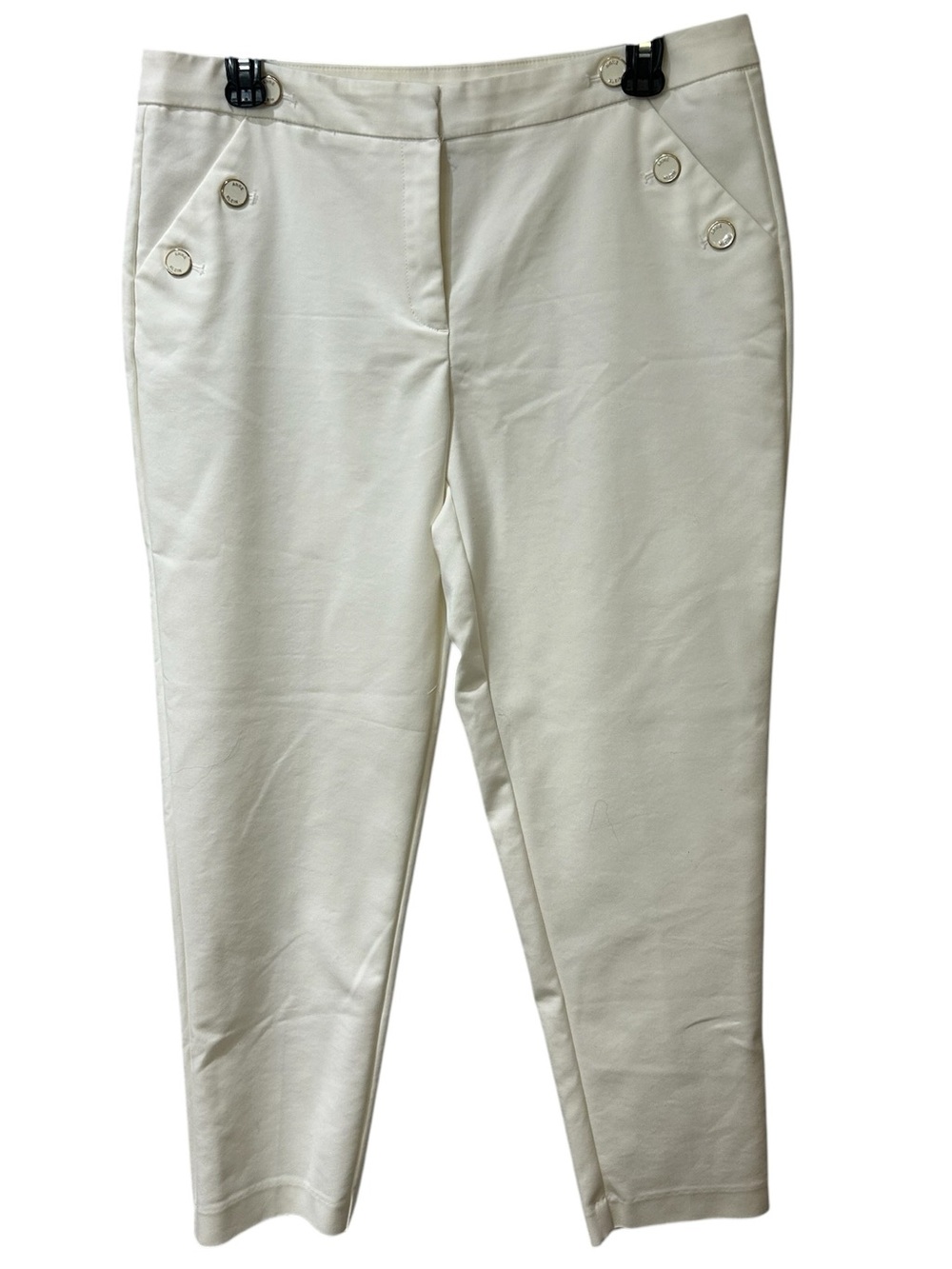 Anne Klein White  Slim Dress Pants with Decorative Buttons size 10